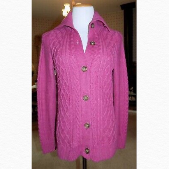 LL Bean Pink Button Up Sweater - Picture 8 of 8
